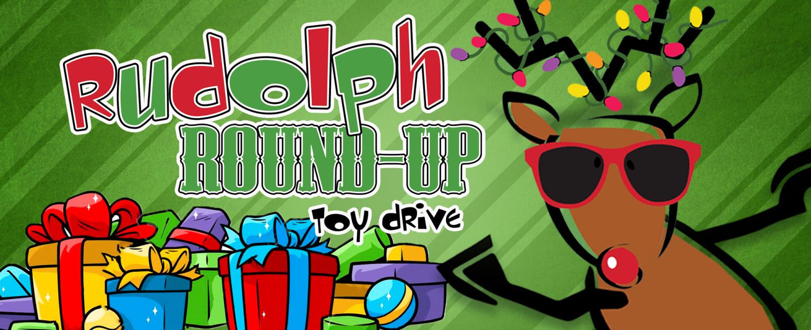Rudolph round up holiday toy drive logo banner